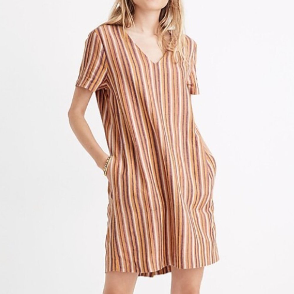 Madewell Button-Back Easy Dress in Rainbow Stripe